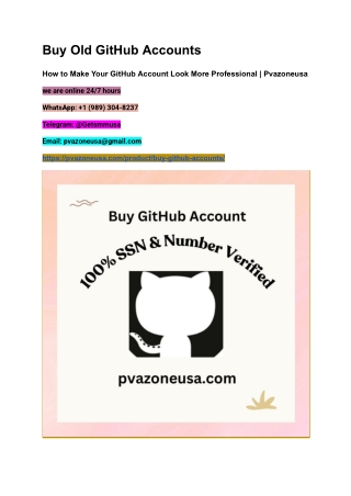 Buy Premium Old GitHub Accounts Now | Secure & Verified Accounts at Pvazoneusa