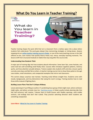 What Do You Learn in Teacher Training?