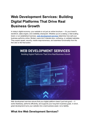 Web Development Services: Building Fast, Secure, and High-Performing Websites