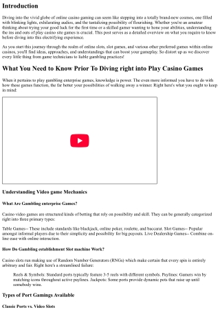 What You Need to Know Before Diving into Play Gambling Establishment Games