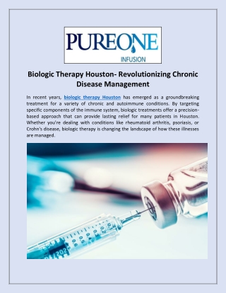 Biologic Therapy Houston- Revolutionizing Chronic Disease Management