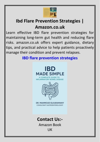 Ibd Flare Prevention Strategies  Amazon.co.uk