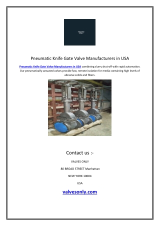 Pressure Safety Valve Manufacturers in USA
