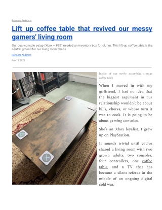 Lift up coffee table that revived our messy gamers' living room