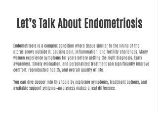 Let’s Talk About Endometriosis