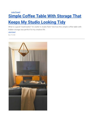 Simple Coffee Table With Storage That Keeps My Studio Looking Tidy
