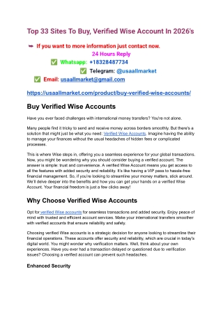 Top 33 Sites To Buy, Verified Wise Account In 2026's