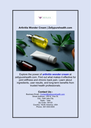 Arthritis Wonder Cream | Zellypurehealth.com