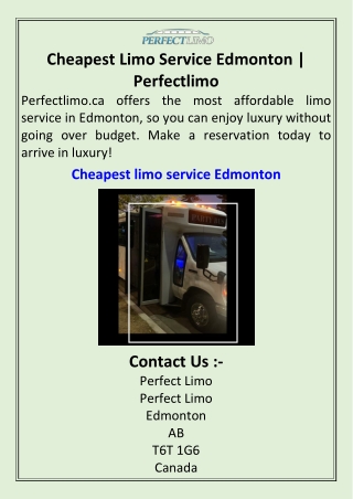 Cheapest Limo Service Edmonton Perfectlimo