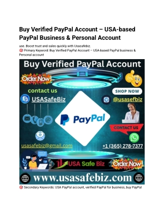2Buy Verified PayPal Account – USA-based PayPal Business & Personal Account