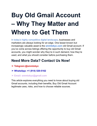 Buy Old Gmail Account – Why They Matter and Where to Get Them (1)