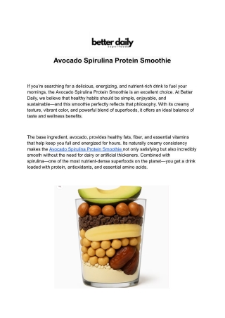 Avocado Spirulina Protein Smoothie