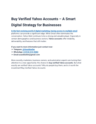 Buy Verified Yahoo Accounts – A Smart Digital Strategy for Businesses