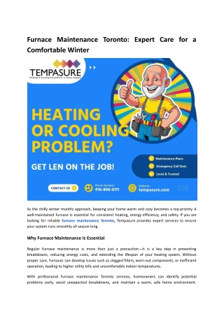 Furnace Maintenance Toronto_ Expert Care for a Comfortable Winter