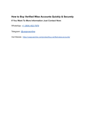 How to Buy Verified Wise Accounts Quickly & Securely