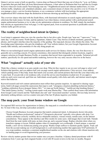 Local SEO Services for Quincy Shops and Service Providers