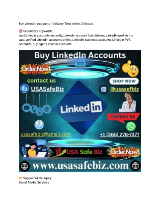 5Buy LinkedIn Accounts - Delivery Time within 24 hours