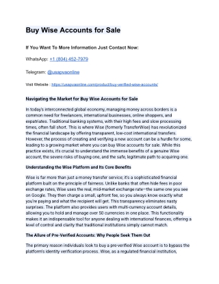 Buy Wise Accounts for Sale Best Transfer Wise