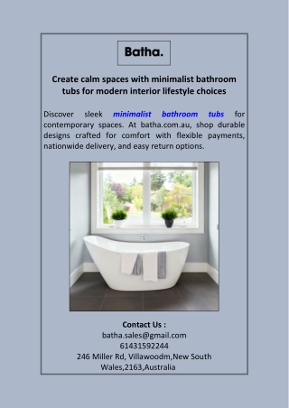Create calm spaces with minimalist bathroom tubs for modern interior lifestyle choices