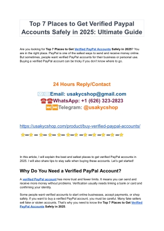 Buy Verified Transfer Paypal  Accounts Fast and Securely