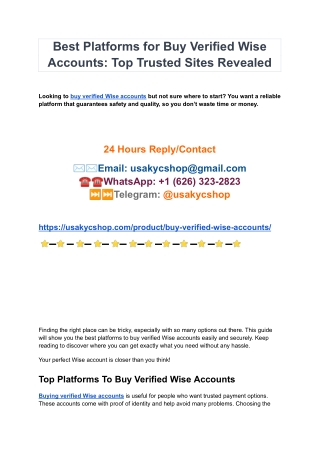Buy Verified Wise Accounts - 100% USA Business & Personal