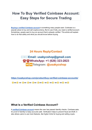 Top Place to Buy Verified Coinbase Accounts