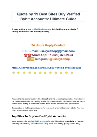 Best 5 Website To Buy Verified Bybit Accounts in 2025