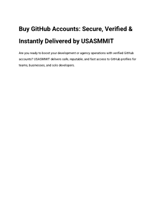 Buy GitHub Accounts_ Secure, Verified & Instantly Delivered by USASMMIT