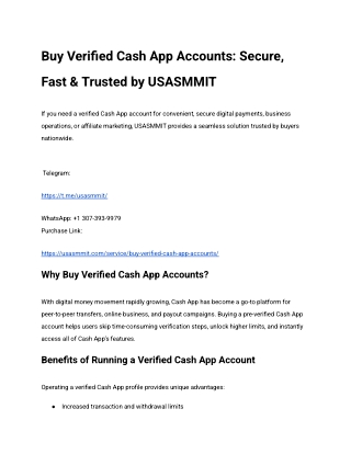 Buy Verified Cash App Accounts_ Secure, Fast & Trusted by USASMMIT