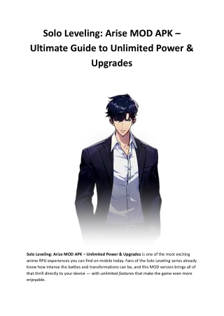 Solo Leveling: Arise MOD APK – Ultimate Guide to Unlimited Power & Upgrades