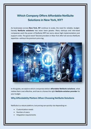 Which Company Offers Affordable NetSuite Solutions in New York^J NY
