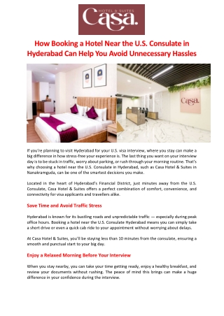 How Booking a Hotel Near the U.S. Consulate in Hyderabad Can Help You Avoid Unnecessary Hassles
