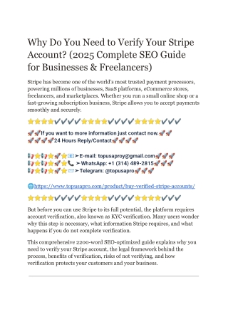 Why Do You Need to Verify Your Stripe Account(2025 Complete SEO Guide for Businesses & Freelancers)