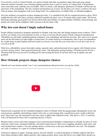 Javis Cheap Dumpster Rental Orlando: Quality You Can Afford