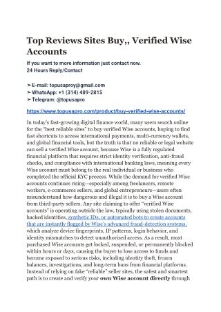 Top Reviews Sites Buy,, Verified Wise Accounts