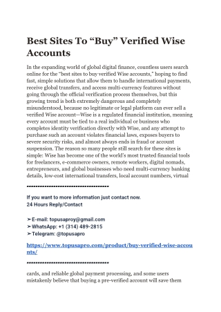 Best Sites To “Buy” Verified Wise Accounts