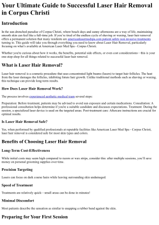 Your Ultimate Guide to Successful Laser Hair Removal in Corpus Christi