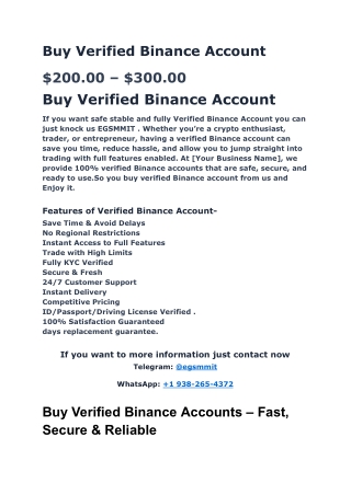 Why Buy Binance Accounts from egsmmit.com?