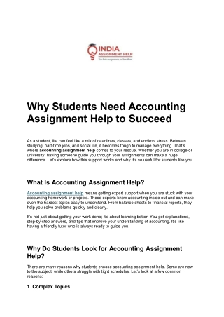 Why Students Need Accounting Assignment Help to Succeed