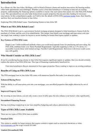 Exploring FHA 203k Rehab Loans: Transforming Homes in Ann Arbor MI
