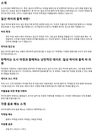 반짝이는 도시 야경과 함께하는 낭만적인 데이트 -일상 하이퍼 블릭 바 리뷰