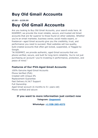 How To Buy Old Gmail Accounts In New Year