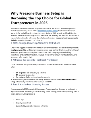 Why Freezone Business Setup is Becoming the Top Choice for Global Entrepreneurs in 2025
