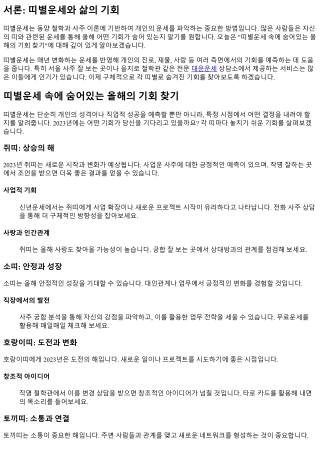 띠별운세 속에 숨어있는 올해의 기회 찾기