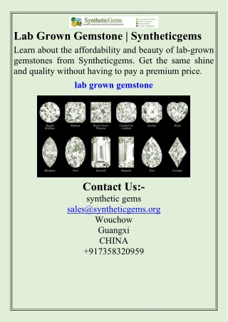 Lab Grown Gemstone Syntheticgems