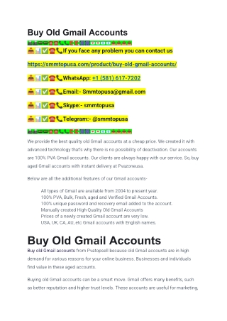 100% PVA, Bulk, Fresh, aged and Verified Gmail Accounts.