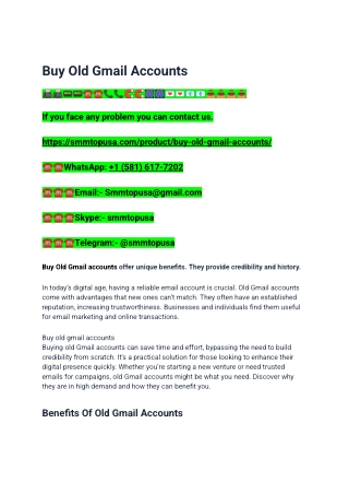 Benefits Of Old Gmail Accounts