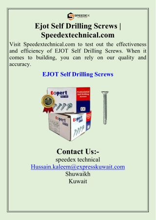 Ejot Self Drilling Screws  Speedextechnical.com