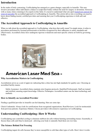 The Accredited Approach to CoolSculpting in Amarillo