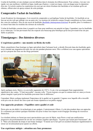 Les témoignages de ceux qui ont acheté des backlinks avec succès